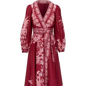 Zimmermann Tiggy Red Wrap Midi Dress